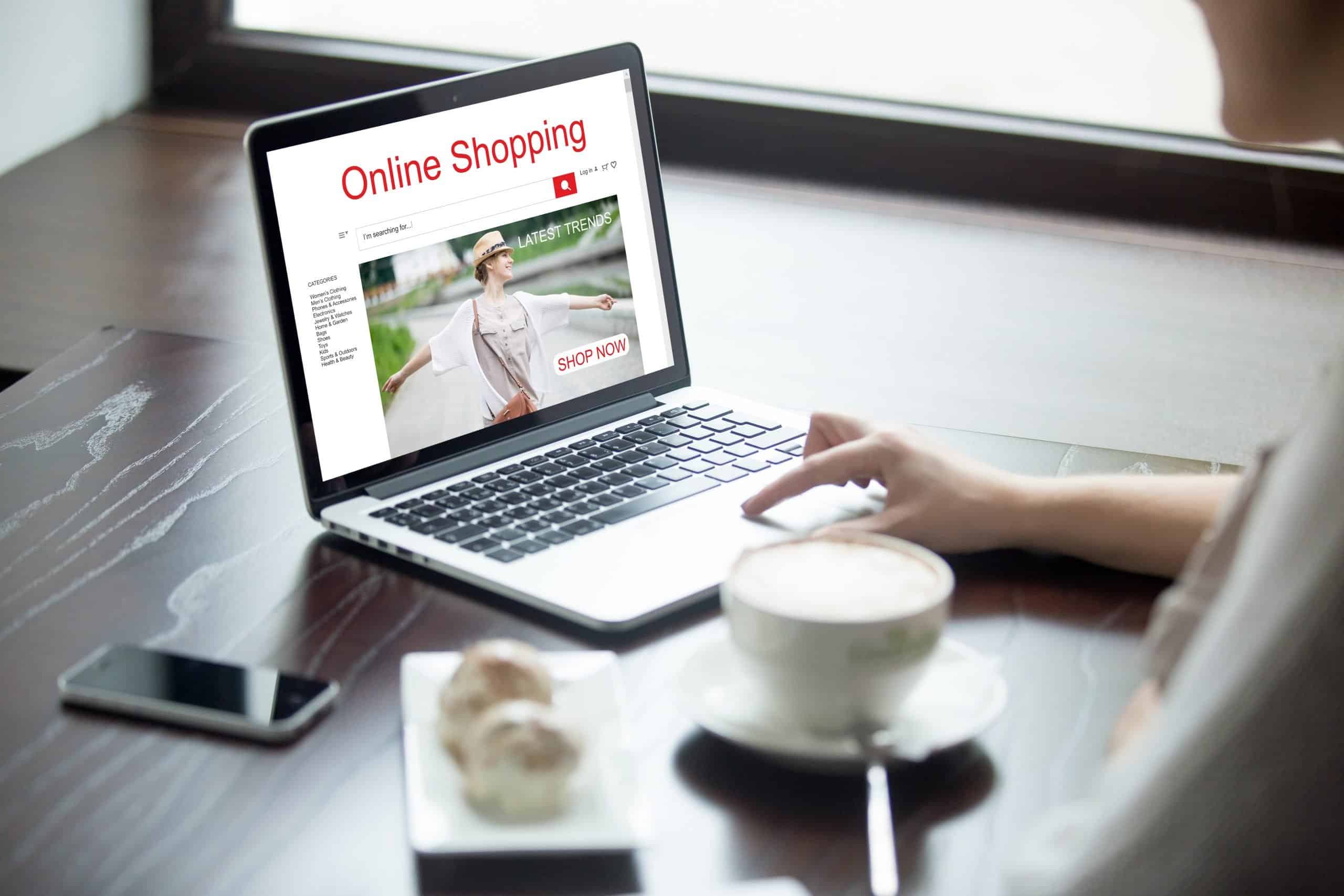 illustration de quelqu'un qui cherche sur sont ordinateur online shopping
